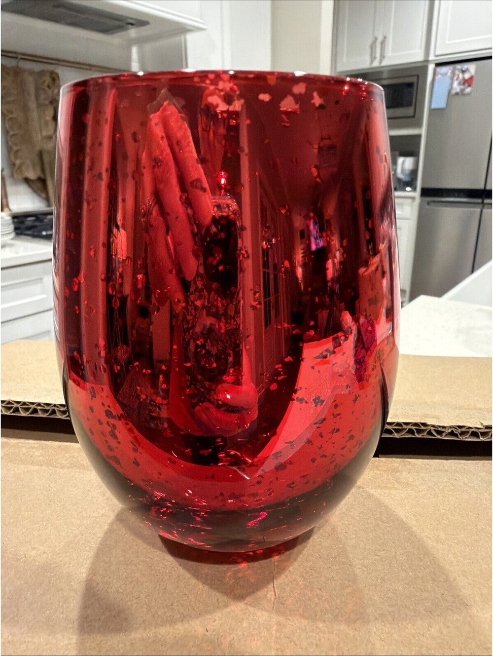 Dream Vessels EVOCA Mercury Red Glass Candle Jars Set of 6 NEW Candle Vessels